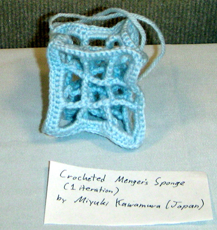 Miyuki Kawamura's crocheted Menger's Sponge, one iteration.