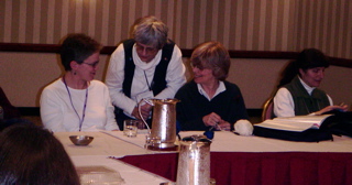 Barbara Kaiser, Cathy Hayes, and Christine Kinsey chatting