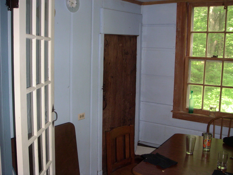 birthing room with basement door