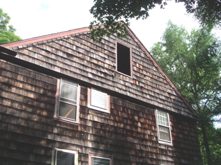 Turning around and looking up, we see the window through which our resident bats travel.