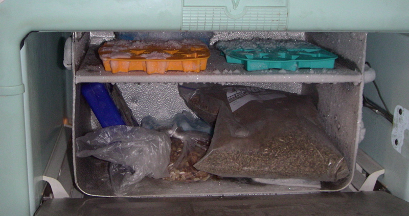 freezer with ice-cube-tray shelf